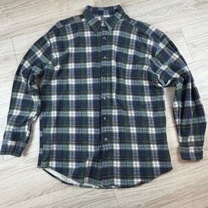 Vintage American Eagle White Label Scotch Plaid Thick Flannel Button Down Size L